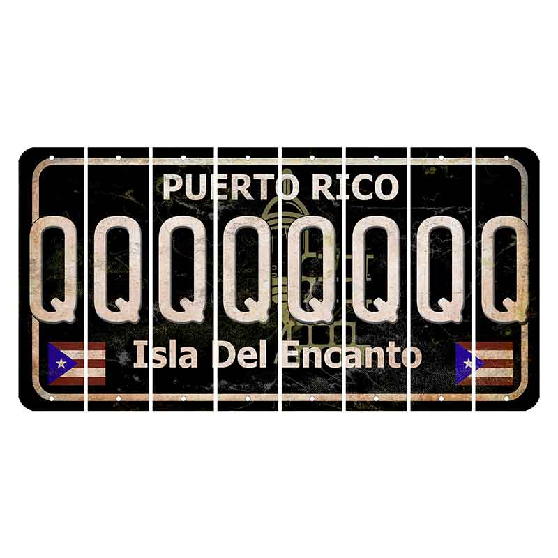 Puerto Rico Black Isla Del Encanto Cut License Plate Strips (Set of 8) Q