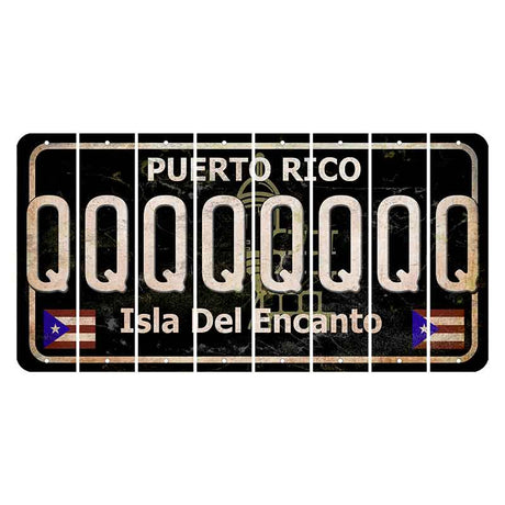 Puerto Rico Black Isla Del Encanto Cut License Plate Strips (Set of 8) Q