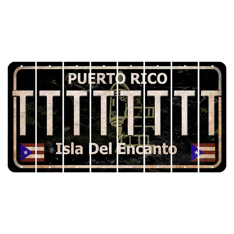 Puerto Rico Black Isla Del Encanto Cut License Plate Strips (Set of 8) T