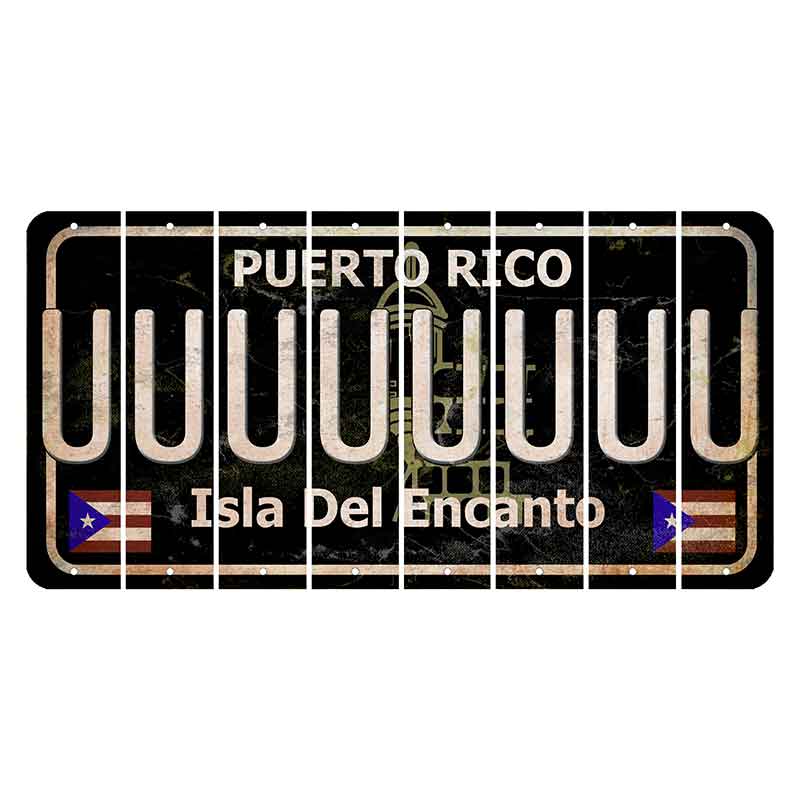 Puerto Rico Black Isla Del Encanto Cut License Plate Strips (Set of 8) U