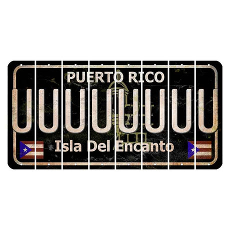 Puerto Rico Black Isla Del Encanto Cut License Plate Strips (Set of 8) U