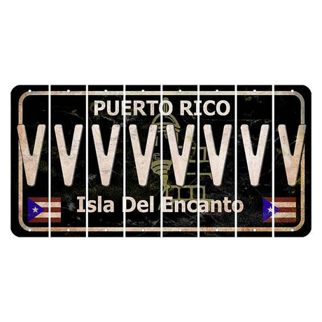 Puerto Rico Black Isla Del Encanto Cut License Plate Strips (Set of 8) V