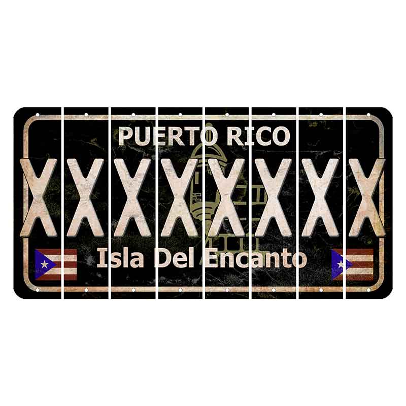 Puerto Rico Black Isla Del Encanto Cut License Plate Strips (Set of 8) X