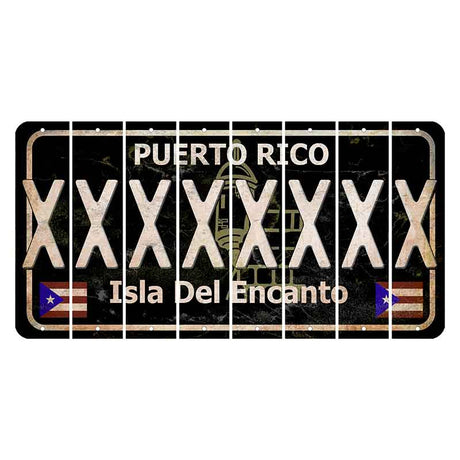 Puerto Rico Black Isla Del Encanto Cut License Plate Strips (Set of 8) X