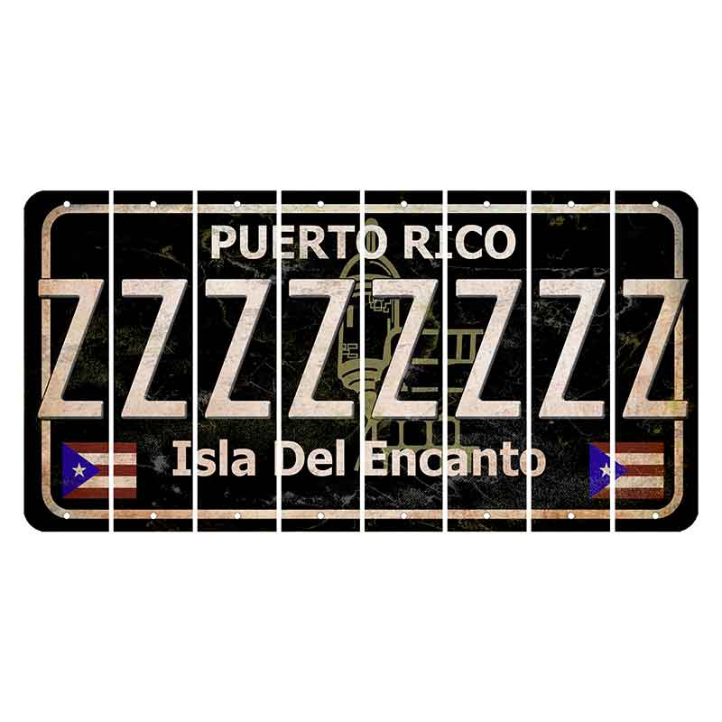 Puerto Rico Black Isla Del Encanto Cut License Plate Strips (Set of 8) Z