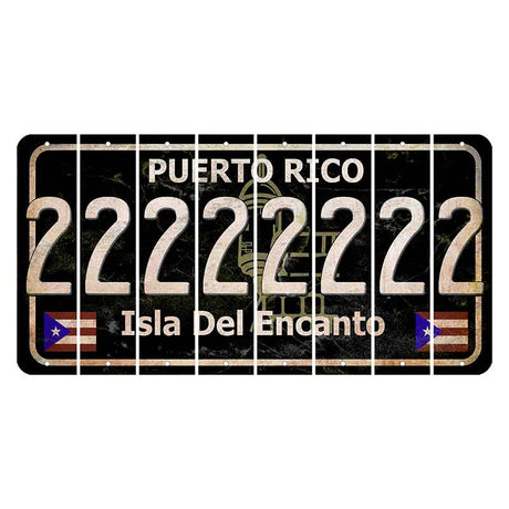 Puerto Rico Black Isla Del Encanto Cut License Plate Strips (Set of 8) 2