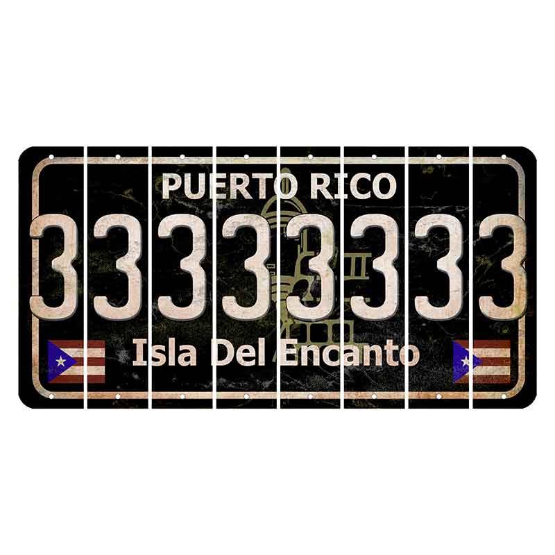 Puerto Rico Black Isla Del Encanto Cut License Plate Strips (Set of 8) 3