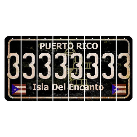 Puerto Rico Black Isla Del Encanto Cut License Plate Strips (Set of 8) 3