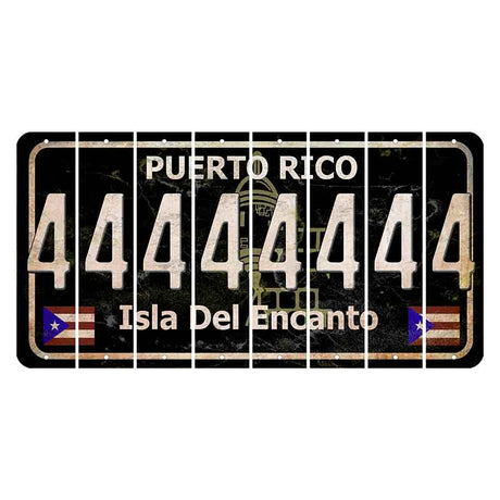 Puerto Rico Black Isla Del Encanto Cut License Plate Strips (Set of 8) 4