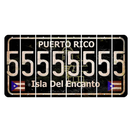 Puerto Rico Black Isla Del Encanto Cut License Plate Strips (Set of 8) 5