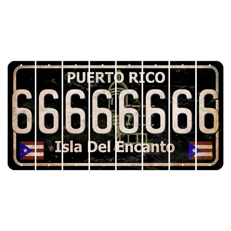 Puerto Rico Black Isla Del Encanto Cut License Plate Strips (Set of 8) 6