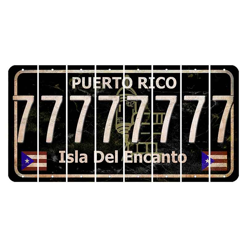 Puerto Rico Black Isla Del Encanto Cut License Plate Strips (Set of 8) 7