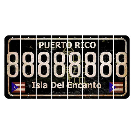 Puerto Rico Black Isla Del Encanto Cut License Plate Strips (Set of 8) 8