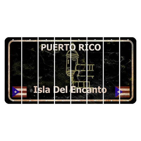 Puerto Rico Black Isla Del Encanto Cut License Plate Strips (Set of 8) Blank