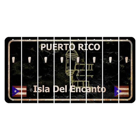 Puerto Rico Black Isla Del Encanto Cut License Plate Strips (Set of 8) Apostrophe