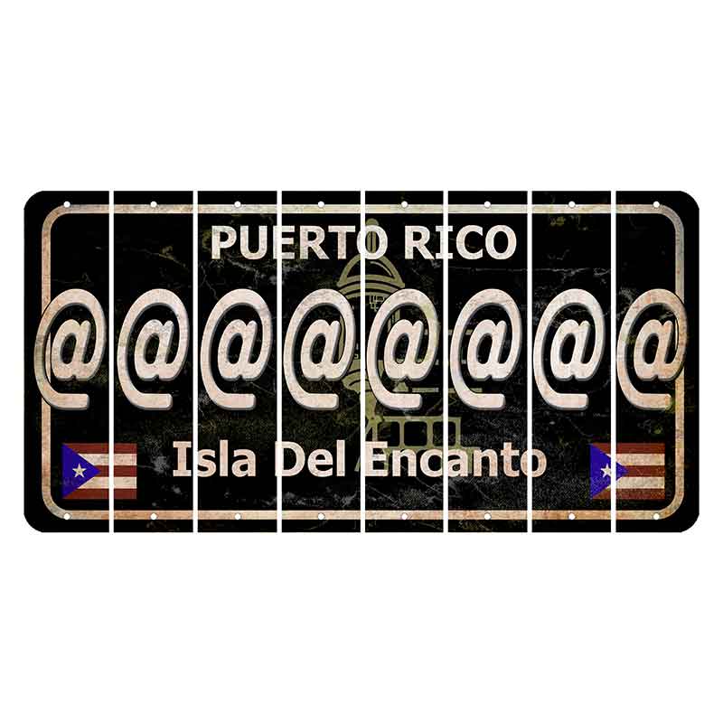 Puerto Rico Black Isla Del Encanto Cut License Plate Strips (Set of 8) At Sign