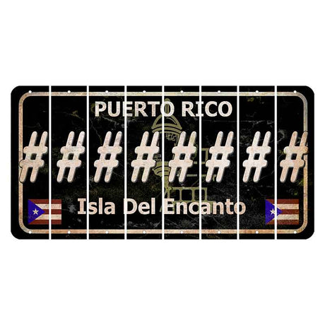 Puerto Rico Black Isla Del Encanto Cut License Plate Strips (Set of 8) Hashtag