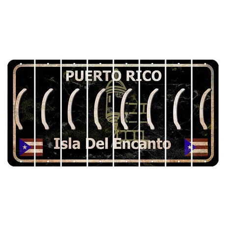 Puerto Rico Black Isla Del Encanto Cut License Plate Strips (Set of 8) Parenthesis - Left