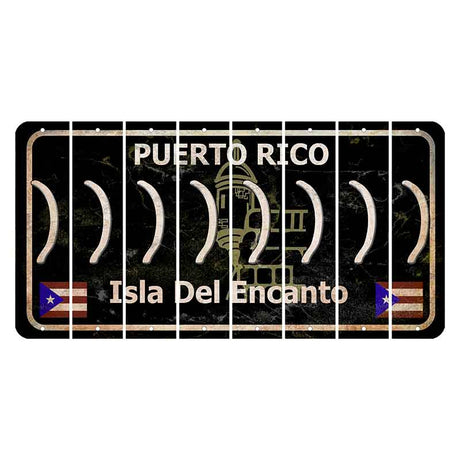 Puerto Rico Black Isla Del Encanto Cut License Plate Strips (Set of 8) Parenthesis - Right