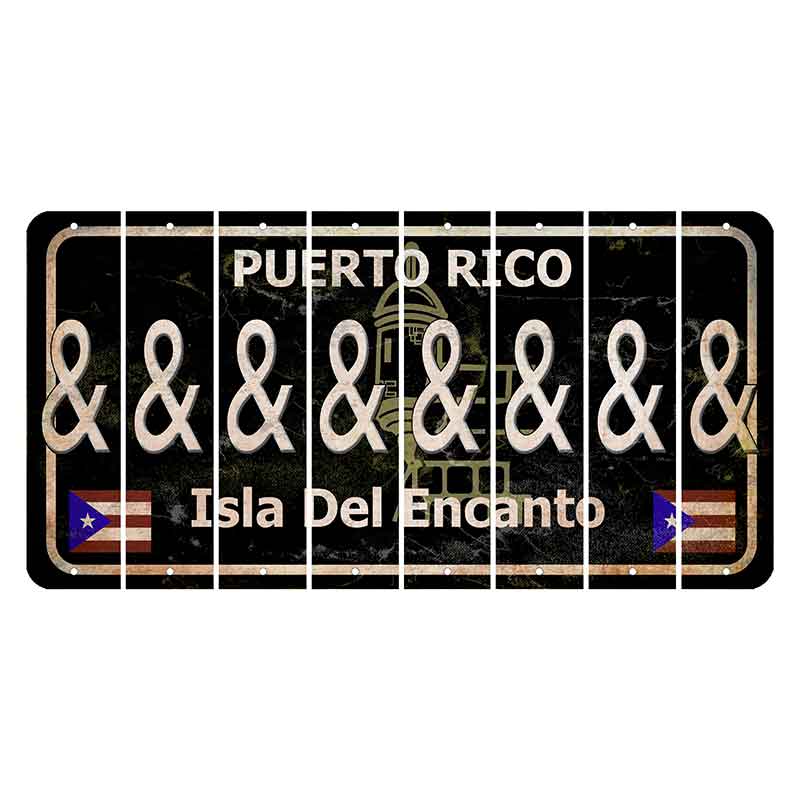 Puerto Rico Black Isla Del Encanto Cut License Plate Strips (Set of 8) And Sign