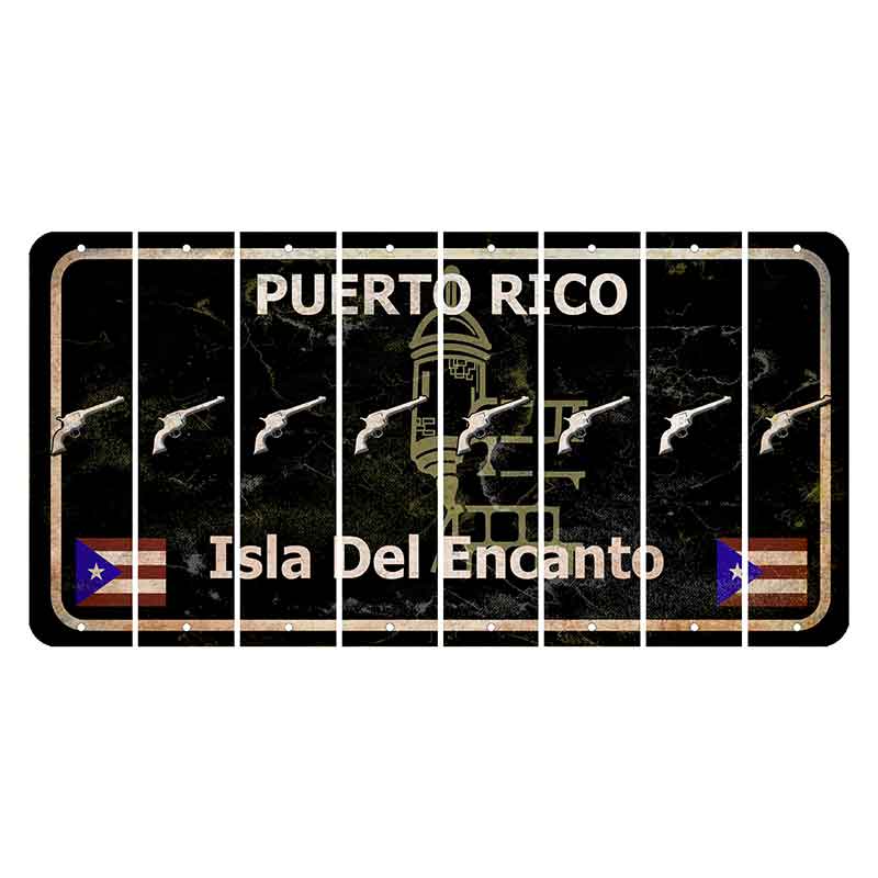 Puerto Rico Black Isla Del Encanto Cut License Plate Strips (Set of 8) Revolver