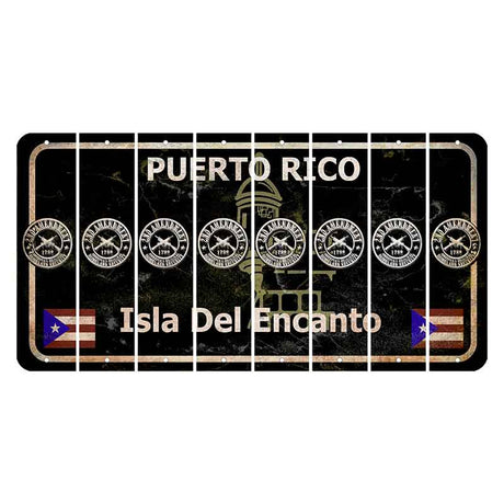 Puerto Rico Black Isla Del Encanto Cut License Plate Strips (Set of 8) 2nd Amendment