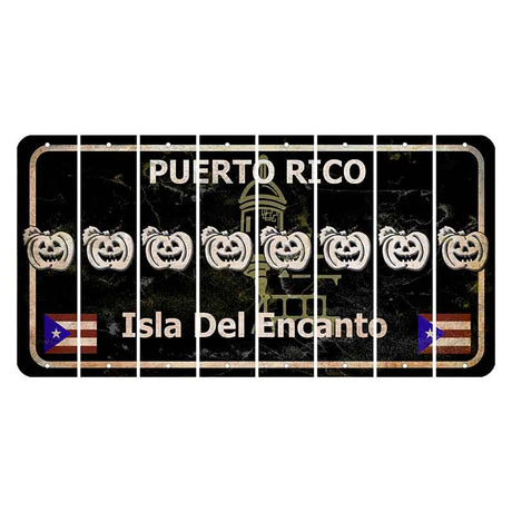 Puerto Rico Black Isla Del Encanto Cut License Plate Strips (Set of 8) Pumpkin