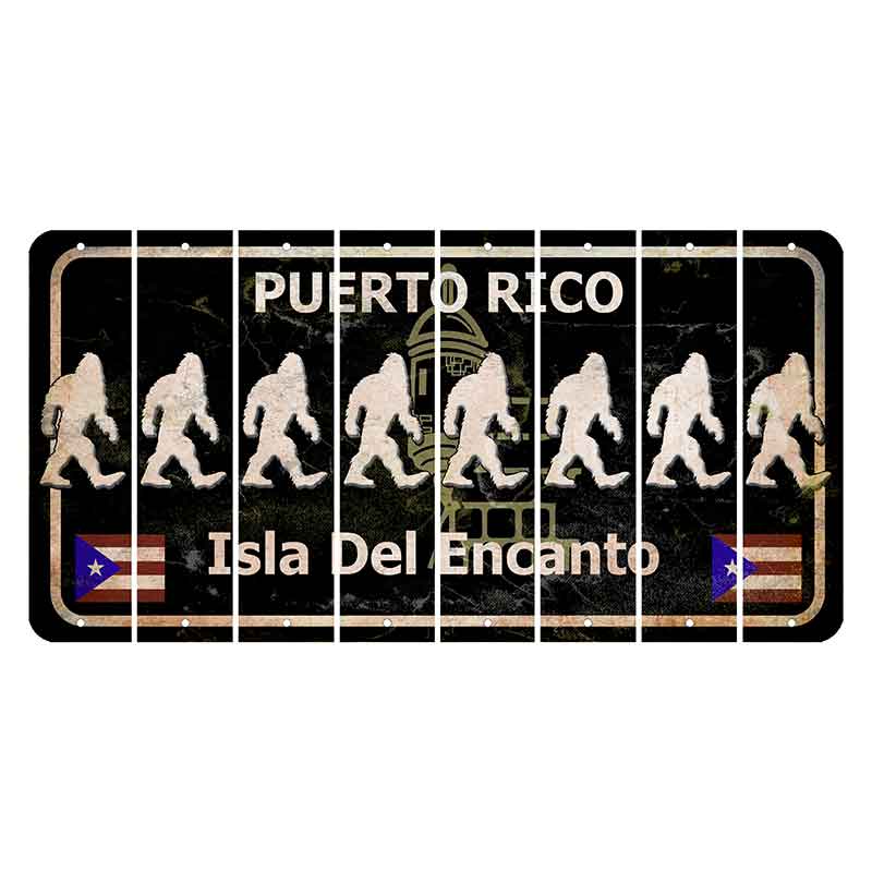 Puerto Rico Black Isla Del Encanto Cut License Plate Strips (Set of 8) Bigfoot