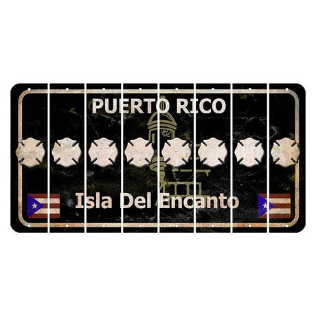 Puerto Rico Black Isla Del Encanto Cut License Plate Strips (Set of 8) Fire Badge