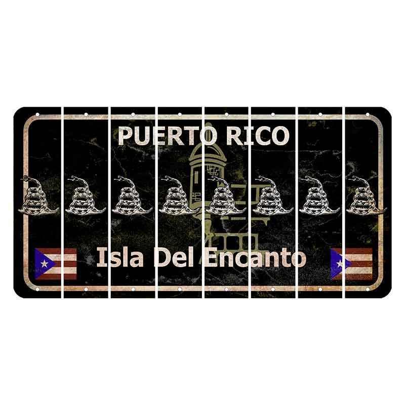 Puerto Rico Black Isla Del Encanto Cut License Plate Strips (Set of 8) Gadsden