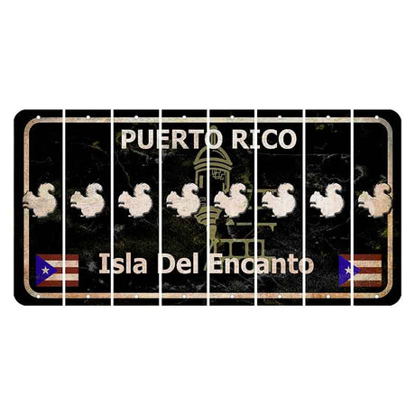 Puerto Rico Black Isla Del Encanto Cut License Plate Strips (Set of 8) Squirrel