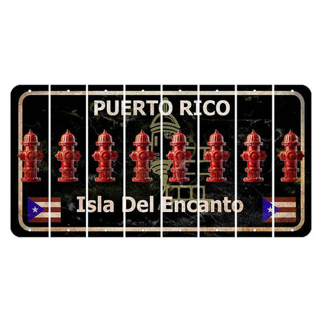 Puerto Rico Black Isla Del Encanto Cut License Plate Strips (Set of 8) Fire Hydrant