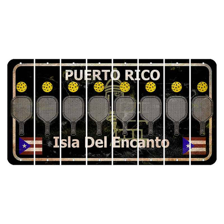 Puerto Rico Black Isla Del Encanto Cut License Plate Strips (Set of 8) Pickleball