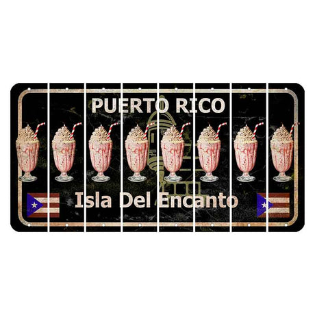 Puerto Rico Black Isla Del Encanto Cut License Plate Strips (Set of 8) Milkshake