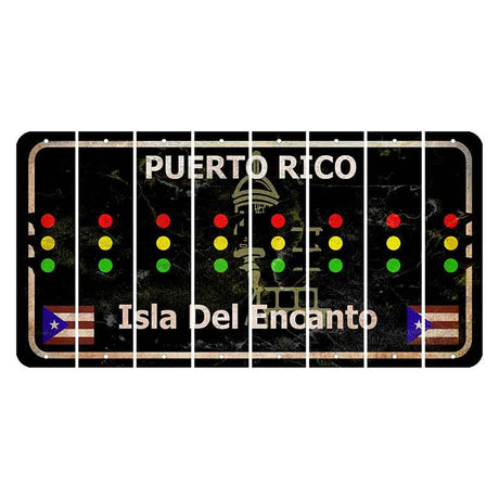 Puerto Rico Black Isla Del Encanto Cut License Plate Strips (Set of 8) Traffic Light