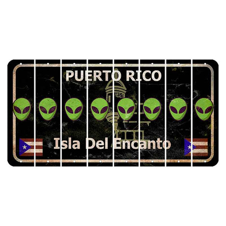 Puerto Rico Black Isla Del Encanto Cut License Plate Strips (Set of 8) Alien