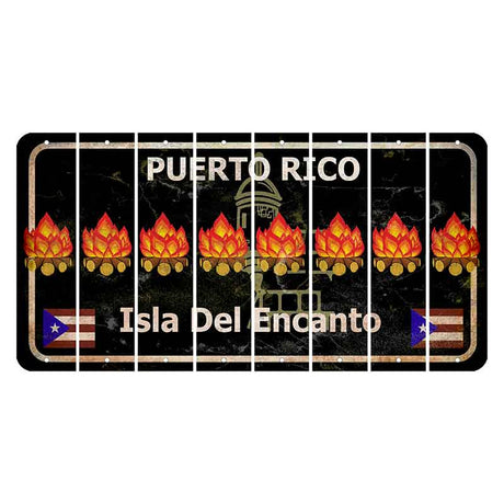 Puerto Rico Black Isla Del Encanto Cut License Plate Strips (Set of 8) Campfire