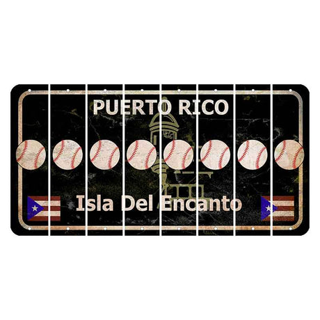 Puerto Rico Black Isla Del Encanto Cut License Plate Strips (Set of 8) Baseball