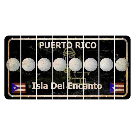 Puerto Rico Black Isla Del Encanto Cut License Plate Strips (Set of 8) Golfball