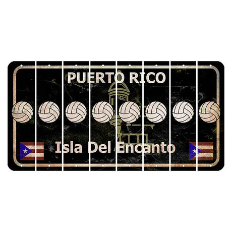 Puerto Rico Black Isla Del Encanto Cut License Plate Strips (Set of 8) Volleyball