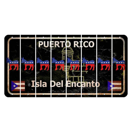 Puerto Rico Black Isla Del Encanto Cut License Plate Strips (Set of 8) Democrat