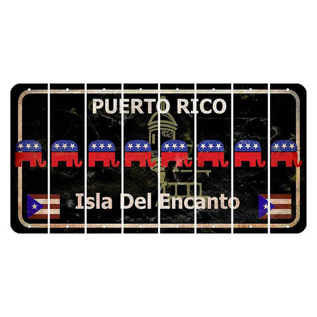 Puerto Rico Black Isla Del Encanto Cut License Plate Strips (Set of 8) Republican