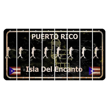 Puerto Rico Black Isla Del Encanto Cut License Plate Strips (Set of 8) Softball Batter