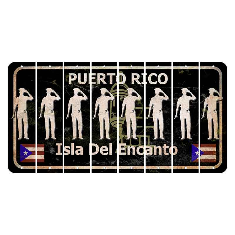 Puerto Rico Black Isla Del Encanto Cut License Plate Strips (Set of 8) Police Officer