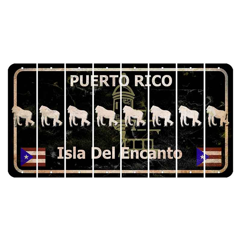 Puerto Rico Black Isla Del Encanto Cut License Plate Strips (Set of 8) Gorilla