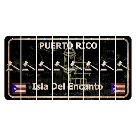 Puerto Rico Black Isla Del Encanto Cut License Plate Strips (Set of 8) Gavel