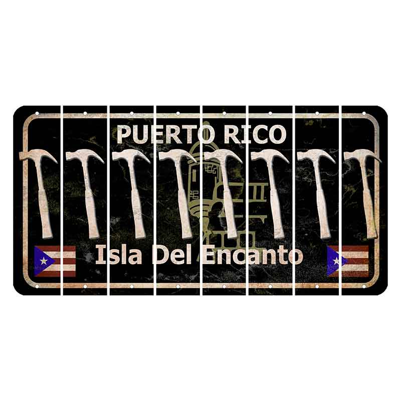 Puerto Rico Black Isla Del Encanto Cut License Plate Strips (Set of 8) Hammer