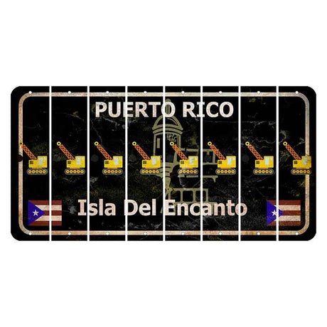 Puerto Rico Black Isla Del Encanto Cut License Plate Strips (Set of 8) Wrecking Ball Crane