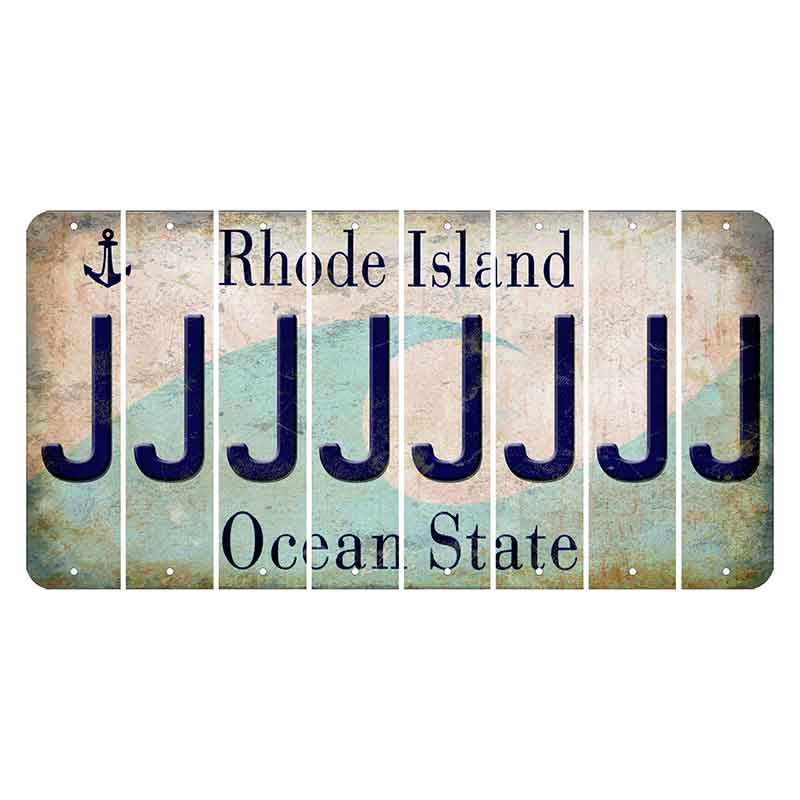 Rhode Island Wave Cut License Plate Strips (Set of 8) J