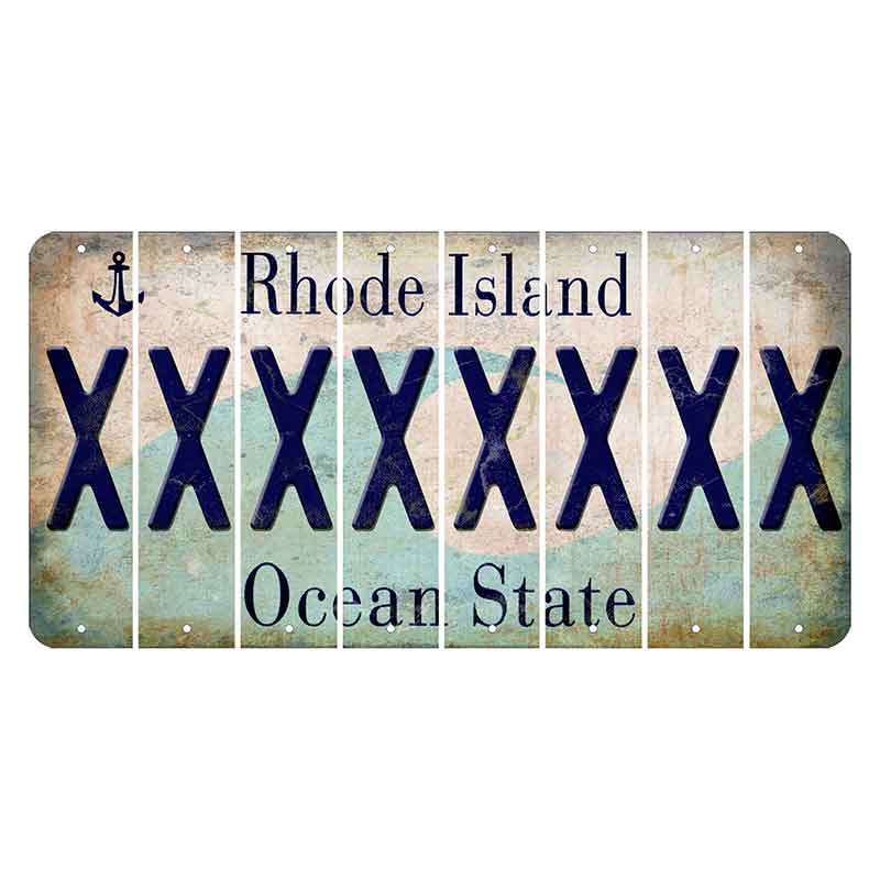 Rhode Island Wave Cut License Plate Strips (Set of 8) X